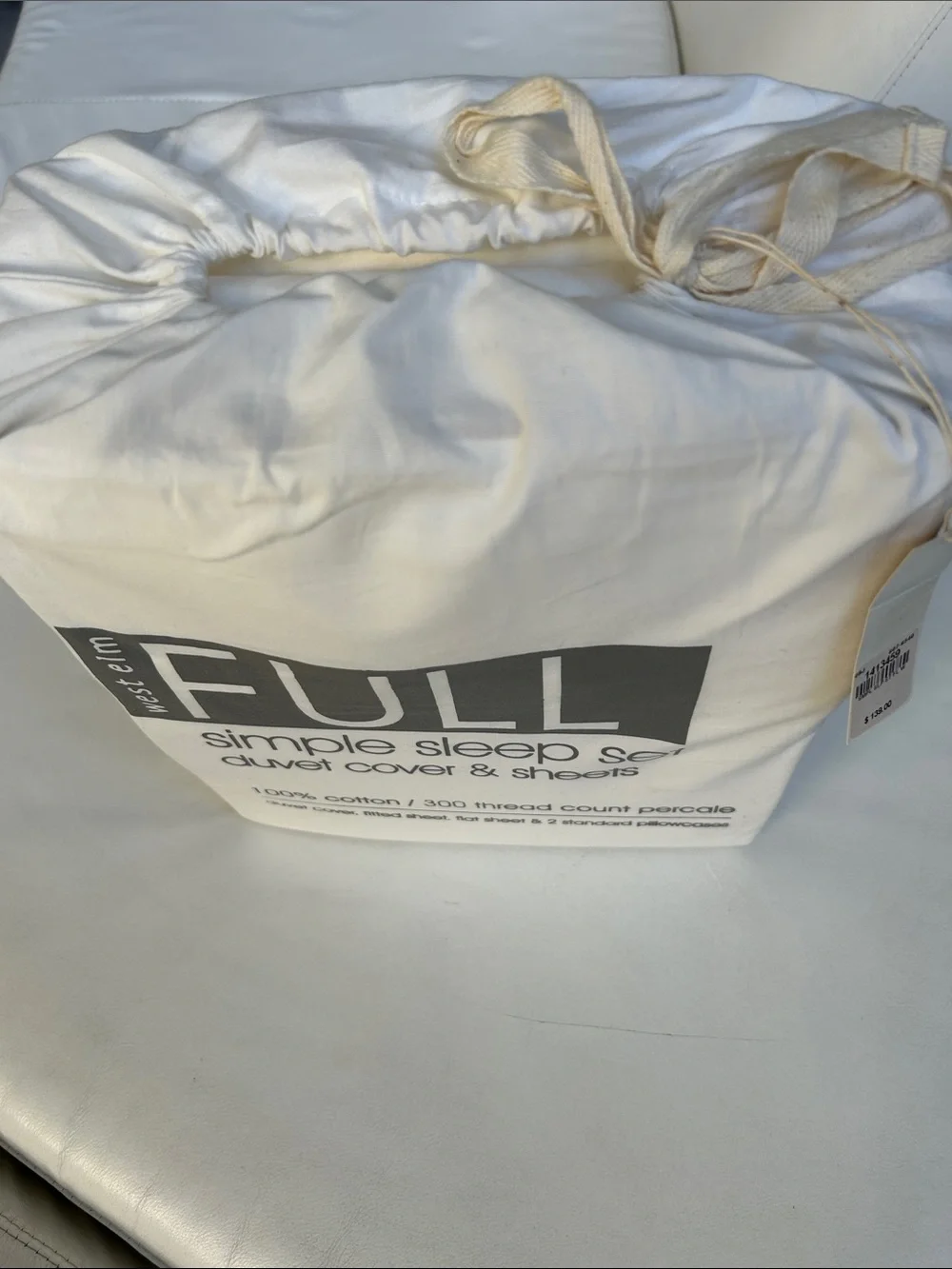 West Elm White Simple Sleep Set Duvet Cover & Sheets